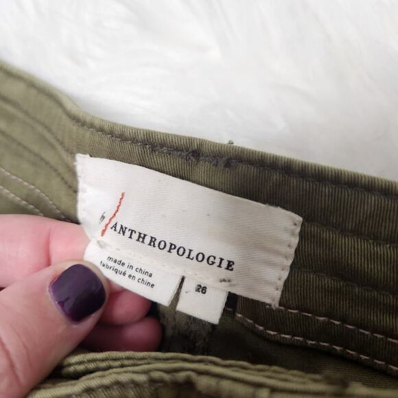 Anthropologie Size 26 Green Austen Embroidered Utility Pants - Picture 4 of 10
